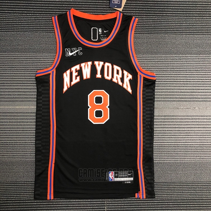Camiseta New York Knicks Kemba Walker #8 Ciudad 2021-22 Negro